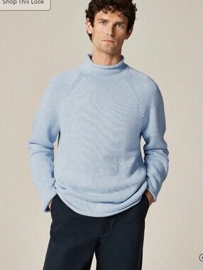 J Crew 1988 Rollneck™ sweater in cotton Size L Unisex Blue BW186